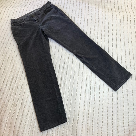 SALE! Eddie Bauer Charcoal Gray Corduroy Boyfriend Pants Classic Prep Academia 2 - Picture 1 of 8